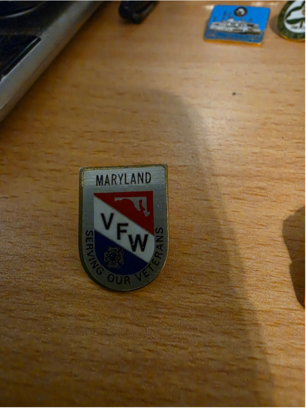 Vintage Maryland VFW Serving Our Veterans Pin District 65 AFL-CIO Union Made